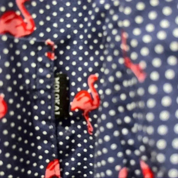 Molokai Surf Co Novelty Flamingo and polka dots button down short sleeve shirt - Picture 7 of 9